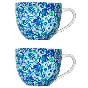 LILLY PULITZER Ceramic Coffee Tea Cups - Set of 2